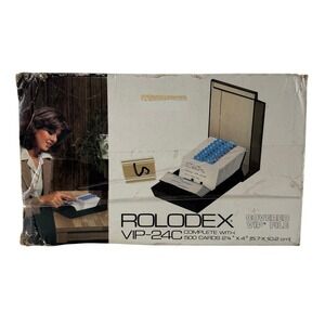 Vintage Rolodex VIP-24C Rotary Business Card File Covered 500 Cards Brown